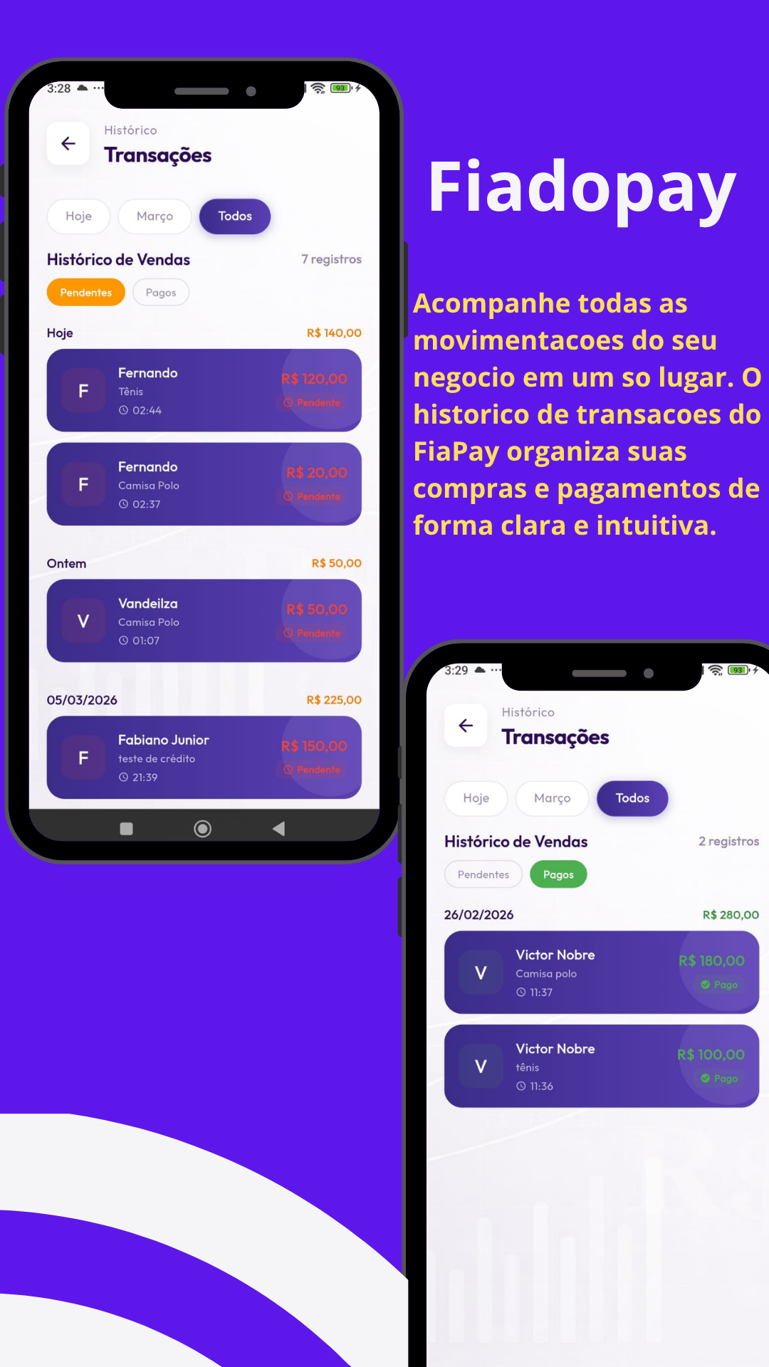 Histórico de transações