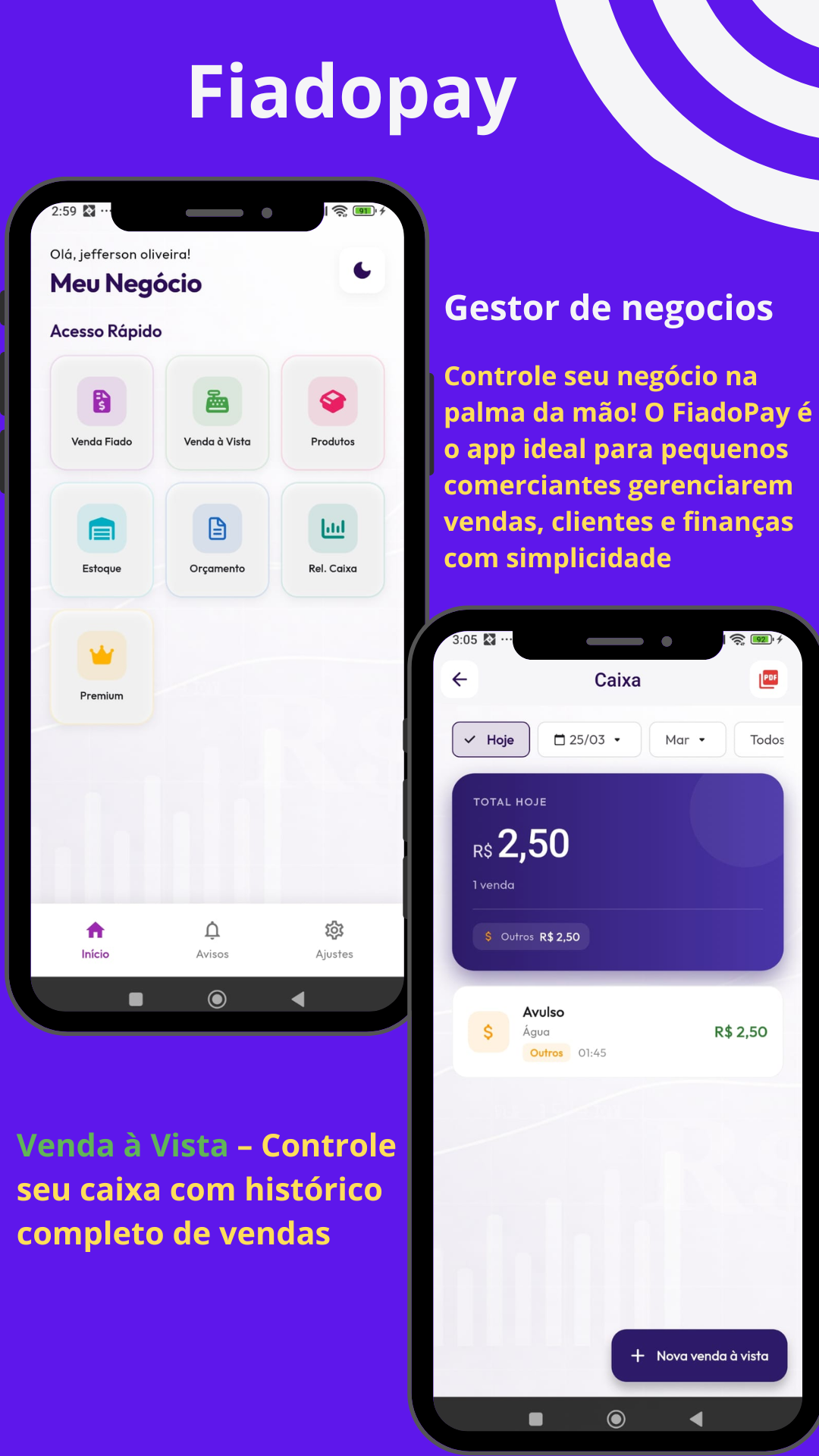 Gestor de negócios e caixa